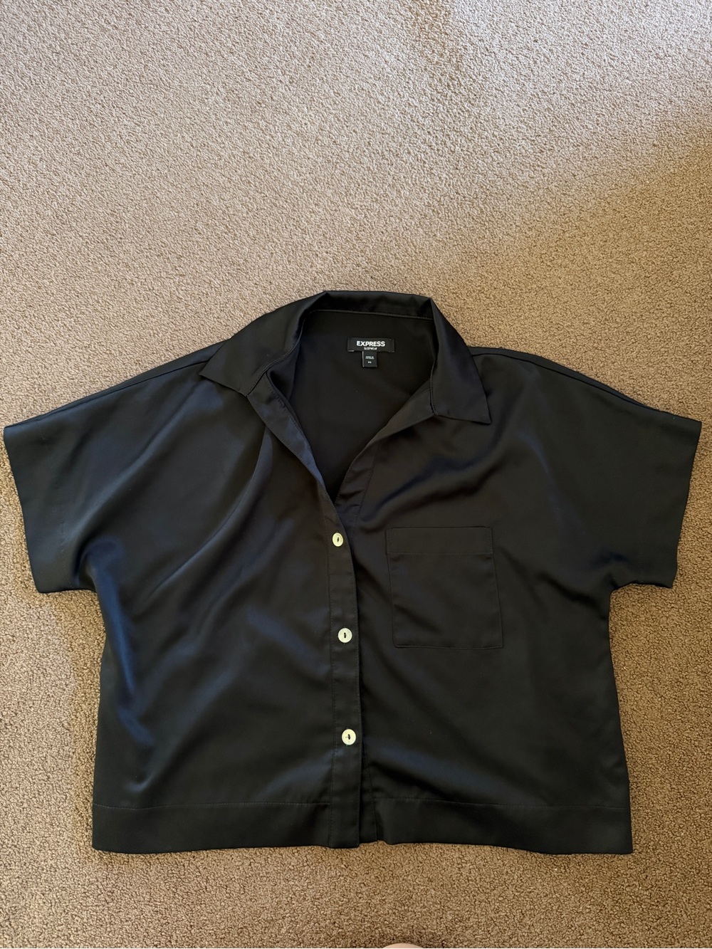 Express Black Short-Sleeve Button Shirt